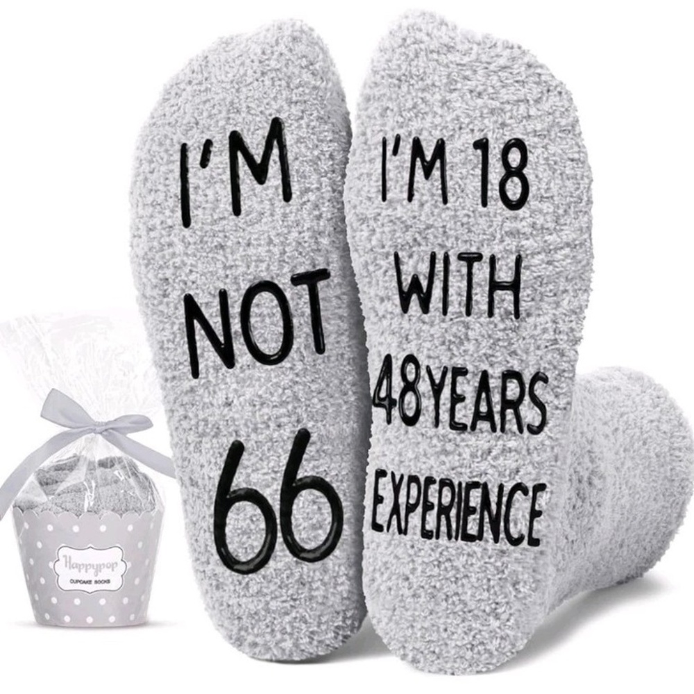 New Mens Happypop Gray Cupcake Socks 66th Birthday Not 66 18 48 Years Experience